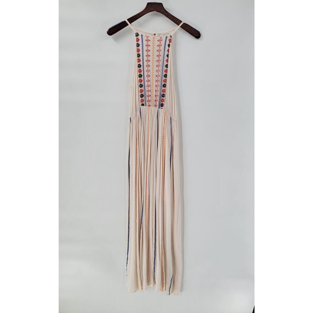 Taylor & Sage Womens Dress Small Fair Isle Halter Open Back Maxi Summer Flowy